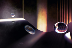 A nanoscale-sized glass bead evolving in a potential 